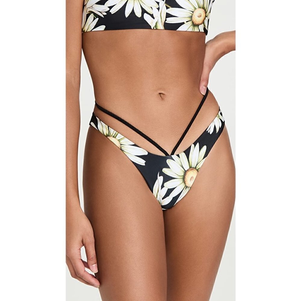 💕AGUA BENDITA💕 Egle Moss Bikini Bottoms ~ Black Floral Print Small S NWT